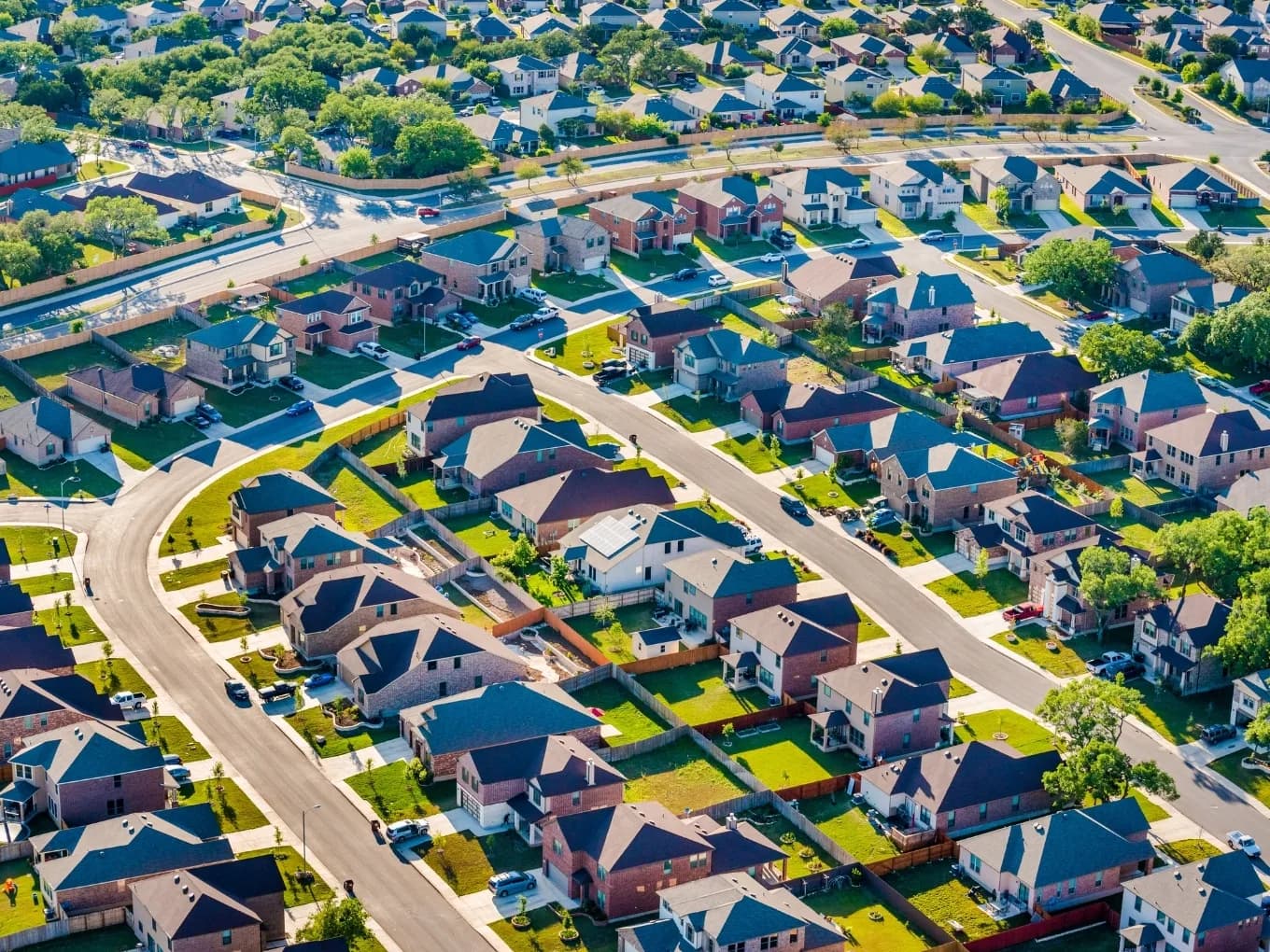 sky shot of a suburban neighborhood