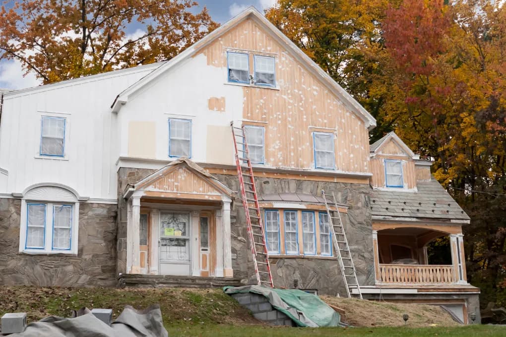exterior of home undergoing fix and flip