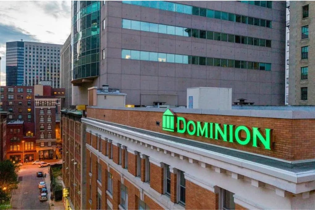 exterior image of the Dominion Financial headquarters in Baltimore City