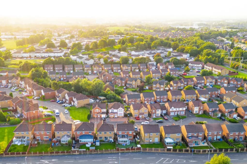 over head image of a neighborhood