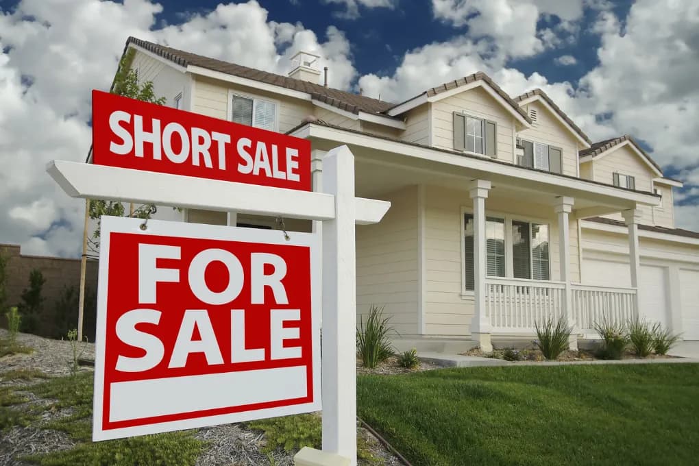 short sale sign in front of home