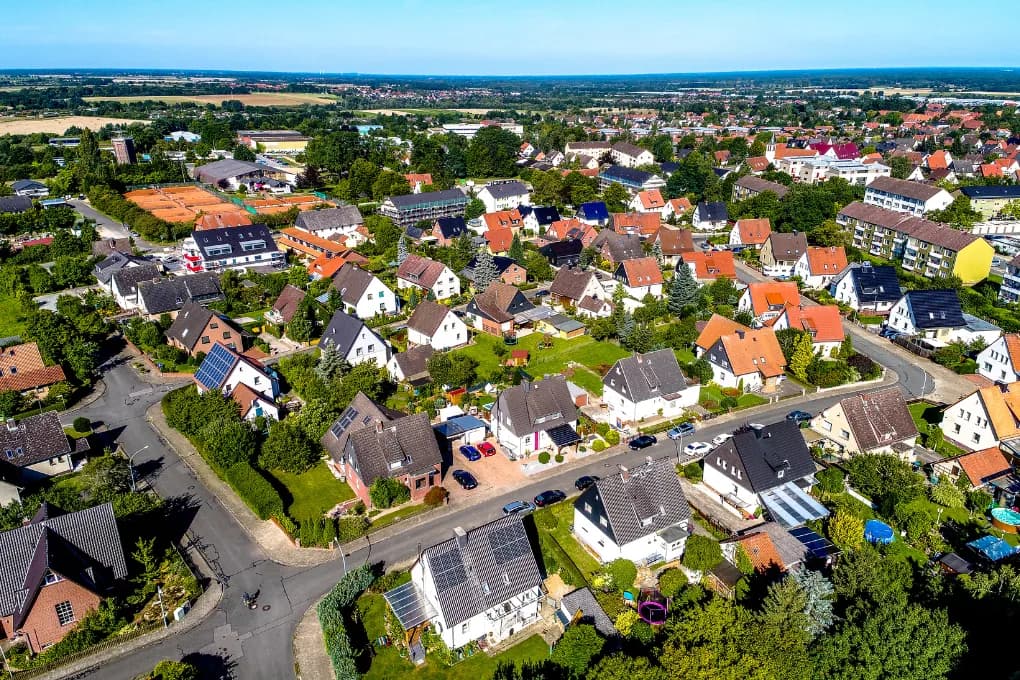 over head image of a neighborhood