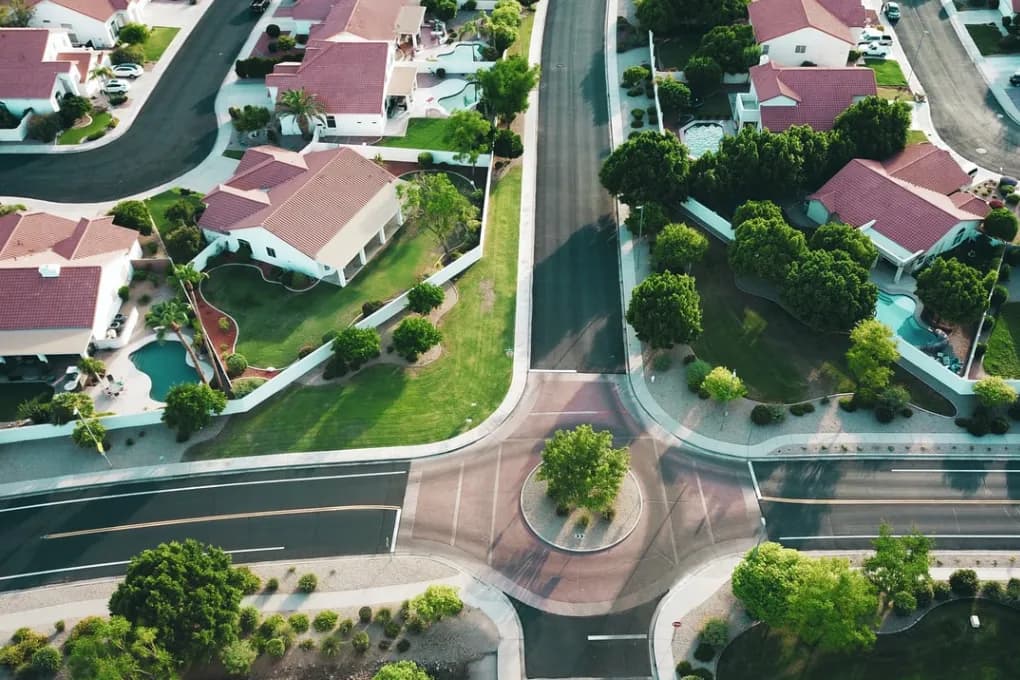 over head image of a neighborhood