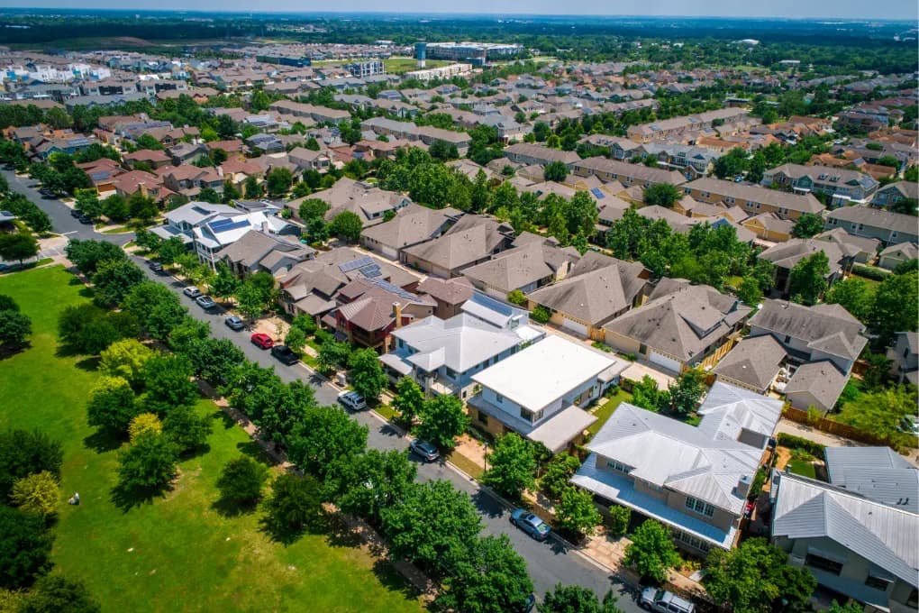over head image of neighborhood
