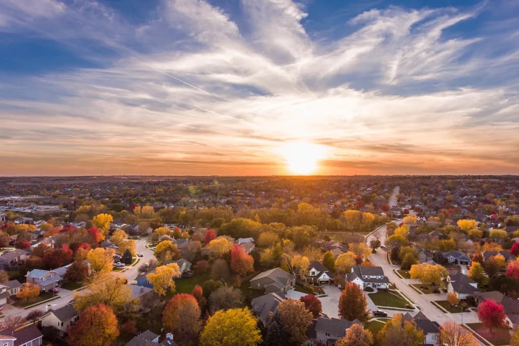 over head image of neighborhood