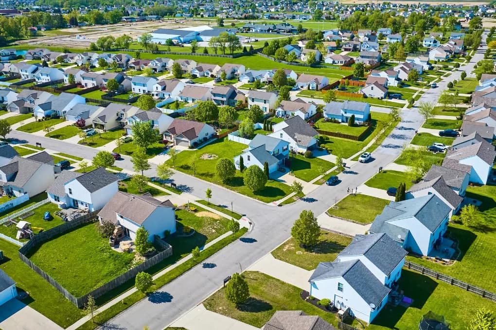 over head image of a neighborhood