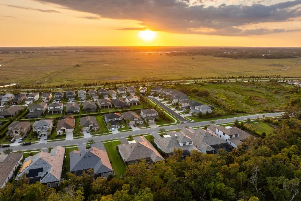 over head image of neighborhood